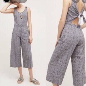 Anthropologie Elevenses Priya Starburst Tie Back Sleeveless Jumpsuit Size XS